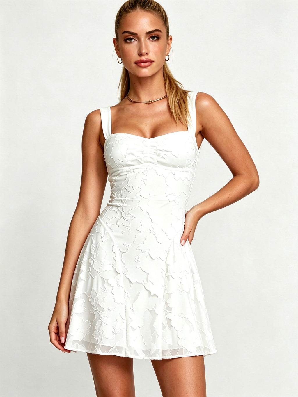 Spaghetti Straps Floral Homecoming Dress Square Neck Cocktail Party Gown