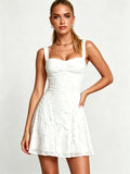 Spaghetti Straps Floral Homecoming Dress Square Neck Cocktail Party Gown
