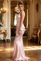One Shoulder Satin Bridesmaid Dresses Ruched Mermaid Prom Dress