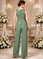 3 Pieces Lace Mother of The Bride Pant Suit