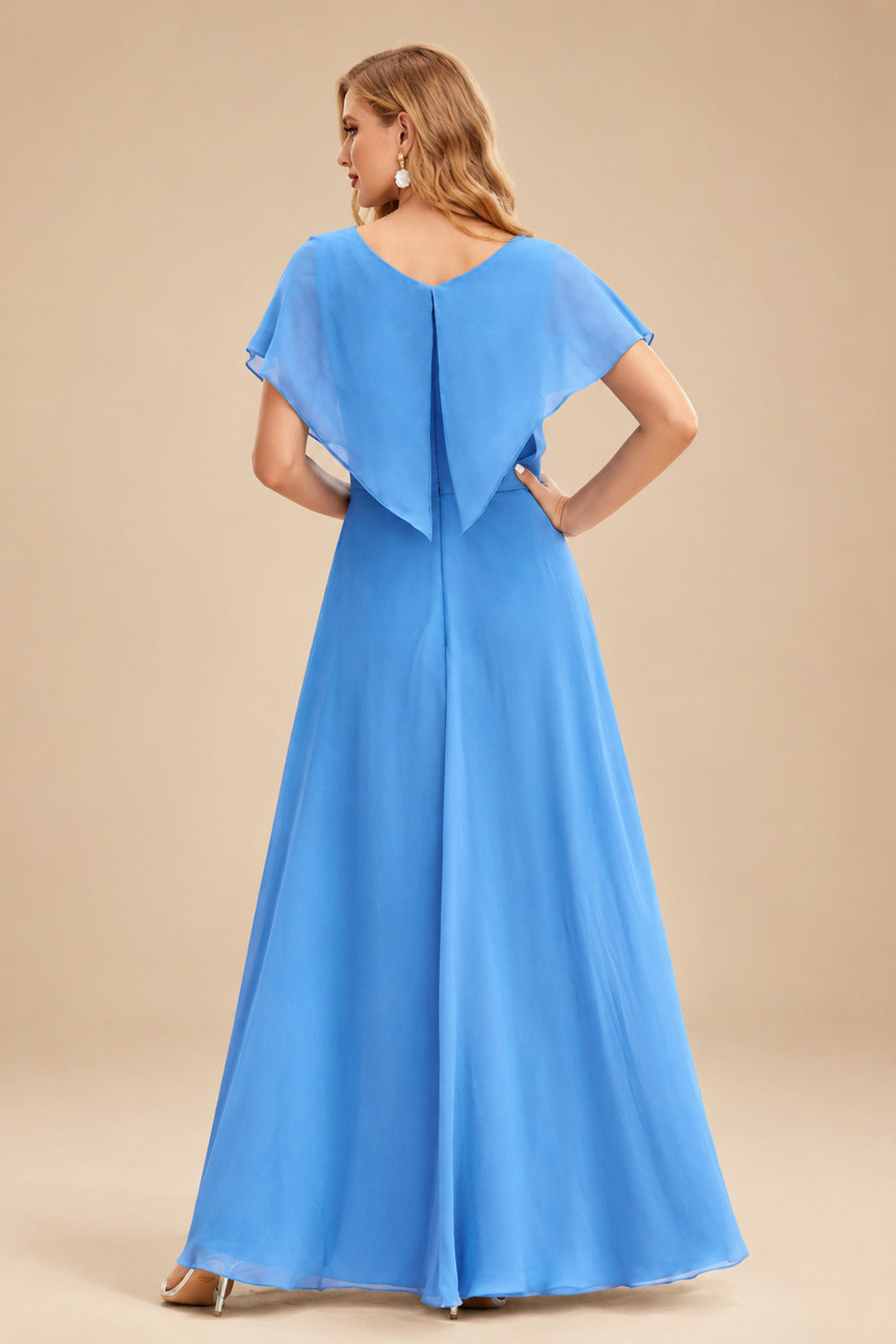 Rutipo Blue A-line One-Shoulder Velvet Sequins Floor-Length Prom Dress with Pockets