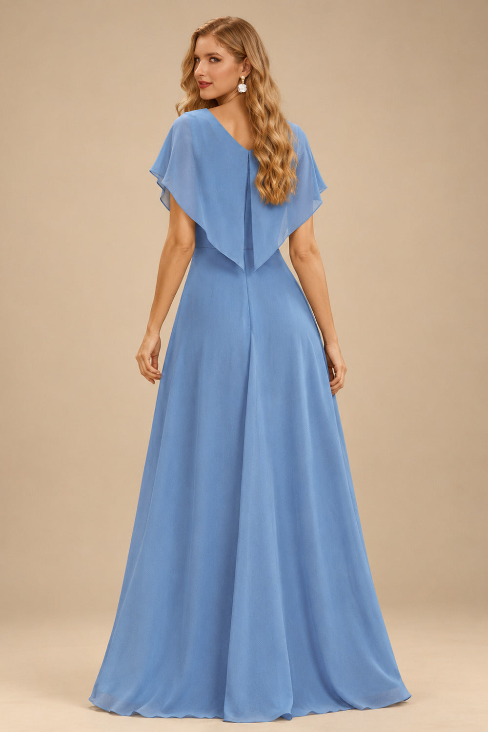 Rutipo Dusty Blue A-line One-Shoulder Velvet Sequins Floor-Length Prom Dress with Pockets