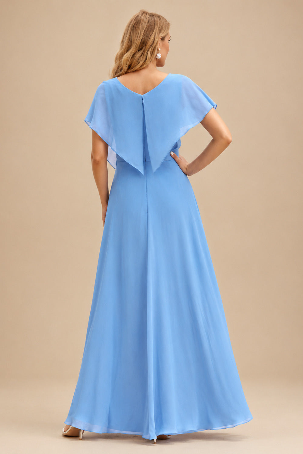 Rutipo Light Blue Mermaid V Neck Sheer-Corset Long Glitter-Print Prom Dress