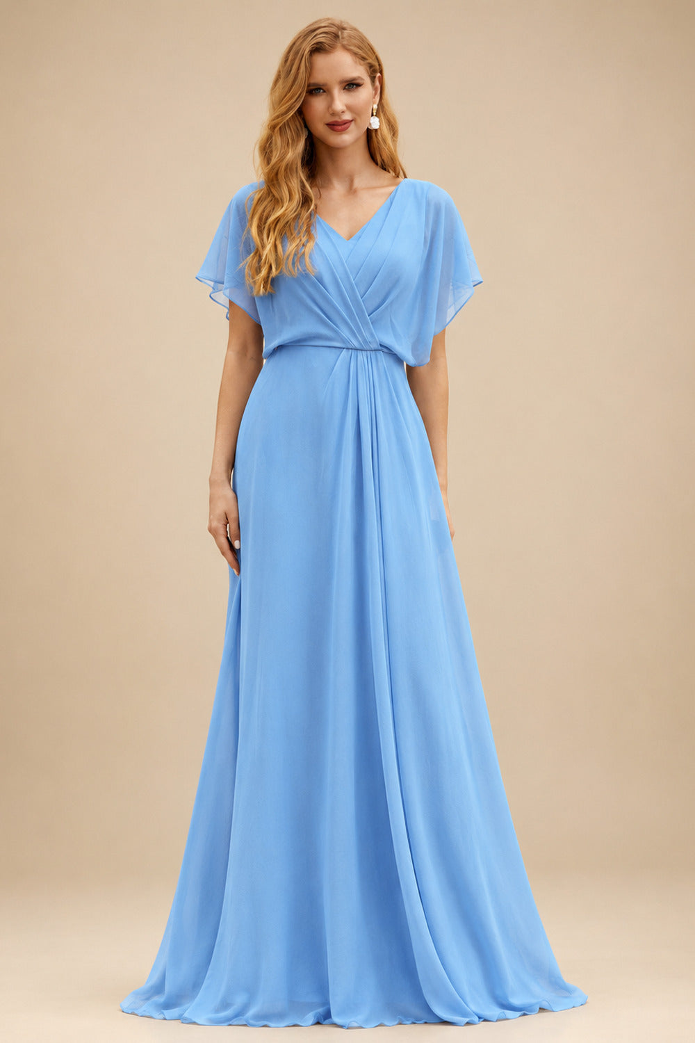 Rutipo Light Blue Mermaid V Neck Sheer-Corset Long Glitter-Print Prom Dress