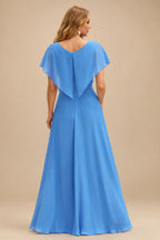 Rutipo Ocean Blue A-line Ruched Strapless Chiffon Ruffled Homecoming Dress with Bow