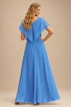 Rutipo Ocean Blue A-line Strapless Tiered Ruffle Homecoming Dress with Beaded Ruching Corset