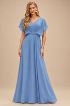 Rutipo Dusty Blue Fitted Sheer Sequins Corset Slit Homecoming Dress with Spaghetti Straps