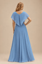 Rutipo Dusty Blue Fitted Sheer Sequins Corset Slit Homecoming Dress with Spaghetti Straps