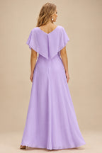 Rutipo Lilac Fitted Sheer Sequins Corset Slit Homecoming Dress with Spaghetti Straps