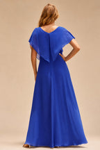 Rutipo Royal Blue Fitted Sheer Sequins Corset Slit Homecoming Dress with Spaghetti Straps