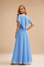 Rutipo Sky Blue Fitted Sheer Sequins Corset Slit Homecoming Dress with Spaghetti Straps