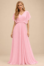 Rutipo Blushing Pink Floral A-line Cowl Neck Pink Floral Print Strapless Ruffle Corset Homecoming Dress