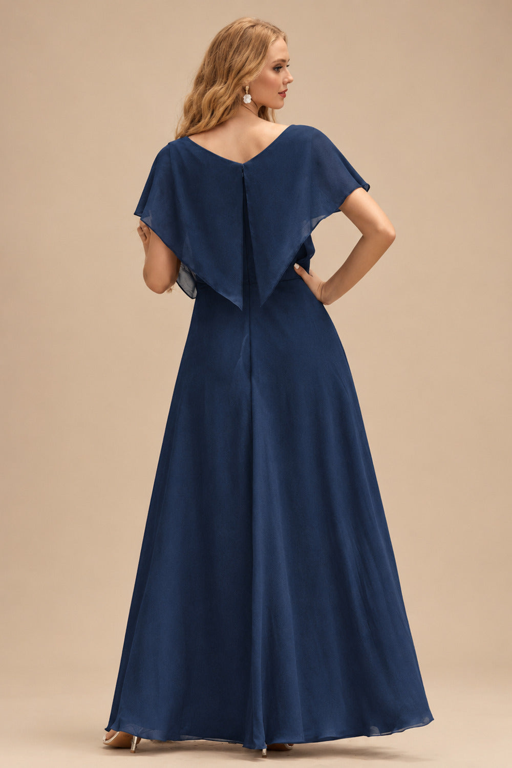 Rutipo Dark Navy Fit Flare Silk like Satin Ruched Bust Handkerchief Hem Homecoming Dress