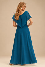 Rutipo Ink Blue Fit Flare Silk like Satin Ruched Bust Handkerchief Hem Homecoming Dress