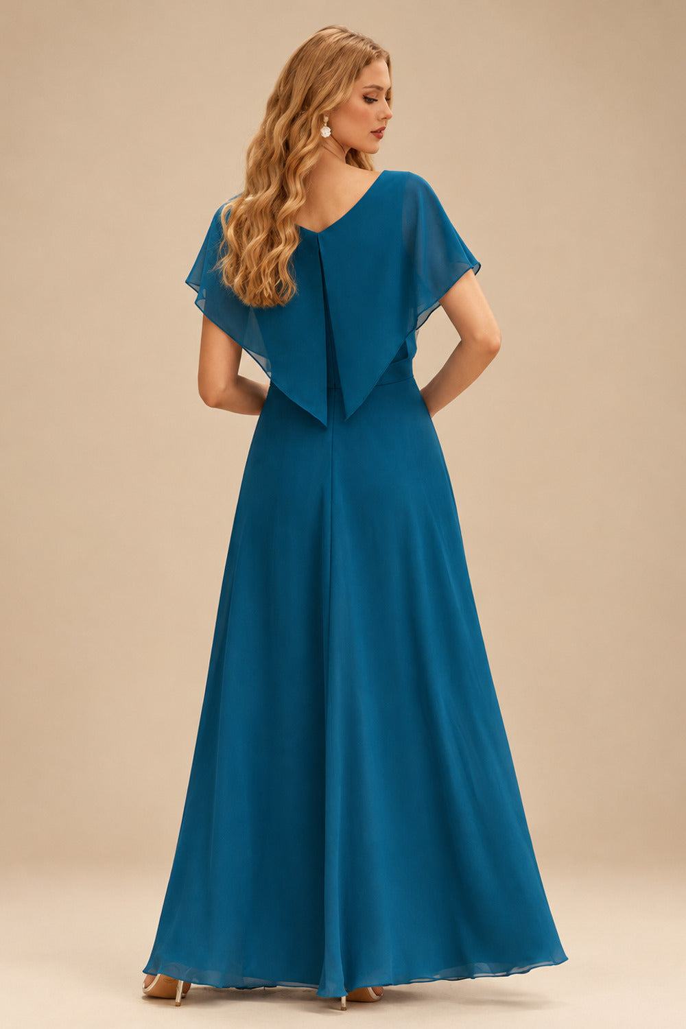 Rutipo Ink Blue Fit Flare Silk like Satin Ruched Bust Handkerchief Hem Homecoming Dress