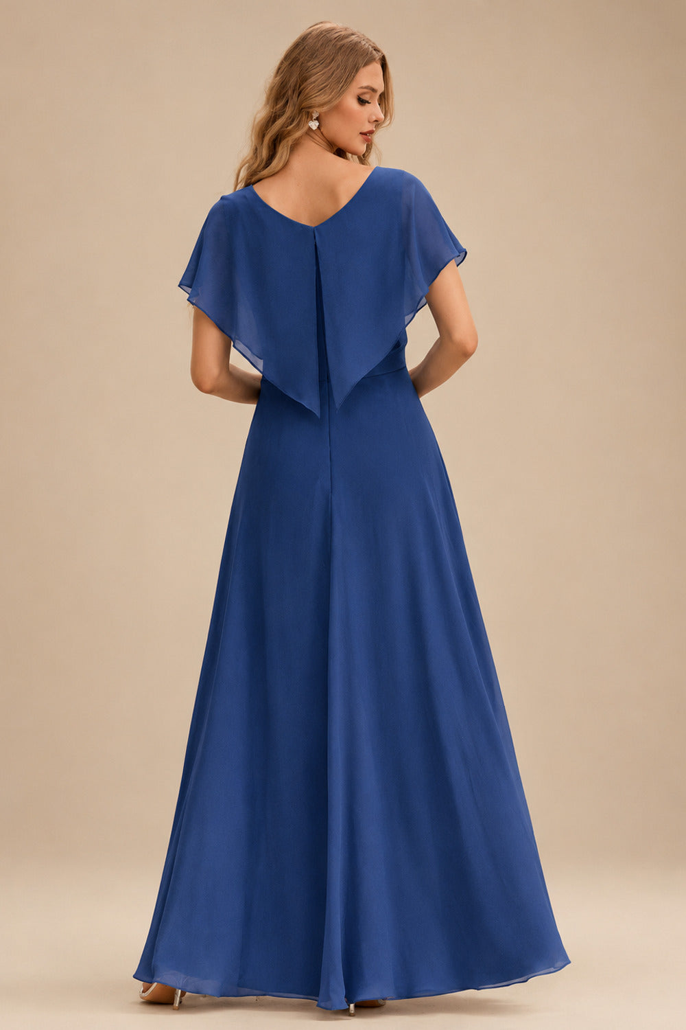 Rutipo Navy Blue Fit Flare Silk like Satin Ruched Bust Handkerchief Hem Homecoming Dress
