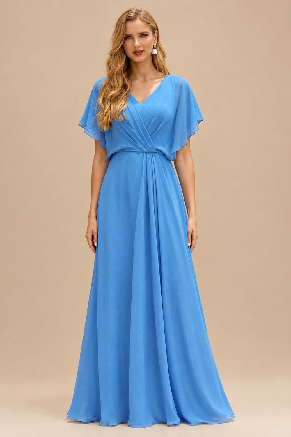 Rutipo Ocean Blue Fit Flare Silk like Satin Ruched Bust Handkerchief Hem Homecoming Dress