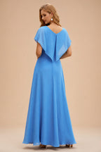 Rutipo Ocean Blue Fit Flare Silk like Satin Ruched Bust Handkerchief Hem Homecoming Dress