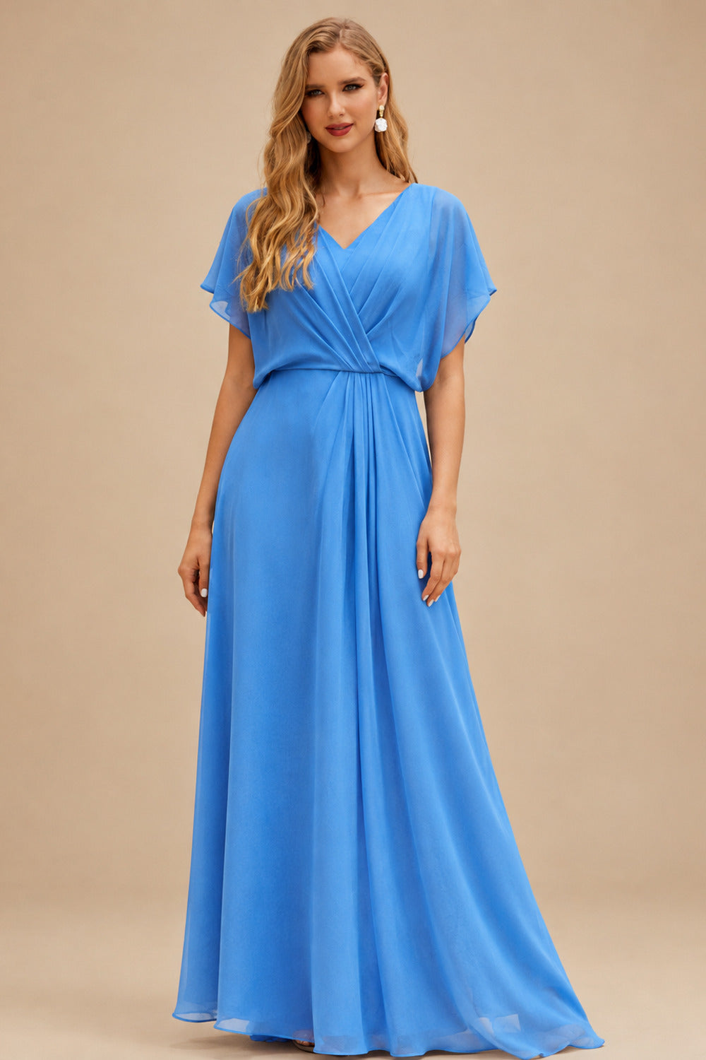 Rutipo Ocean Blue Fit Flare Silk like Satin Ruched Bust Handkerchief Hem Homecoming Dress