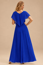 Rutipo Royal Blue Fit Flare Silk like Satin Ruched Bust Handkerchief Hem Homecoming Dress
