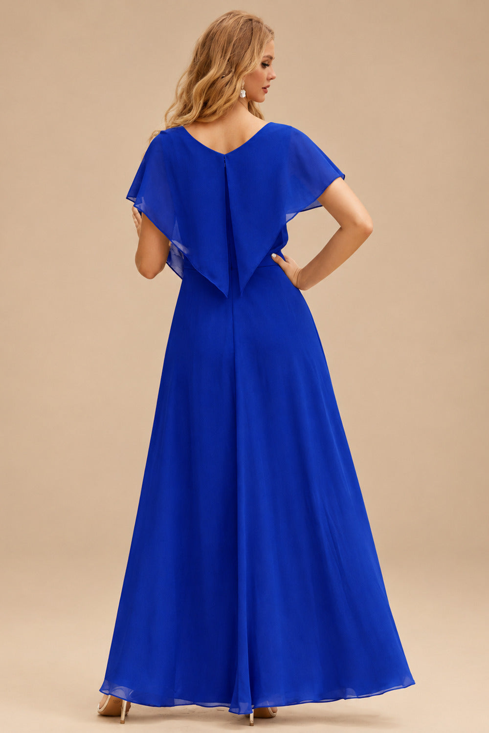 Rutipo Royal Blue Fit Flare Silk like Satin Ruched Bust Handkerchief Hem Homecoming Dress