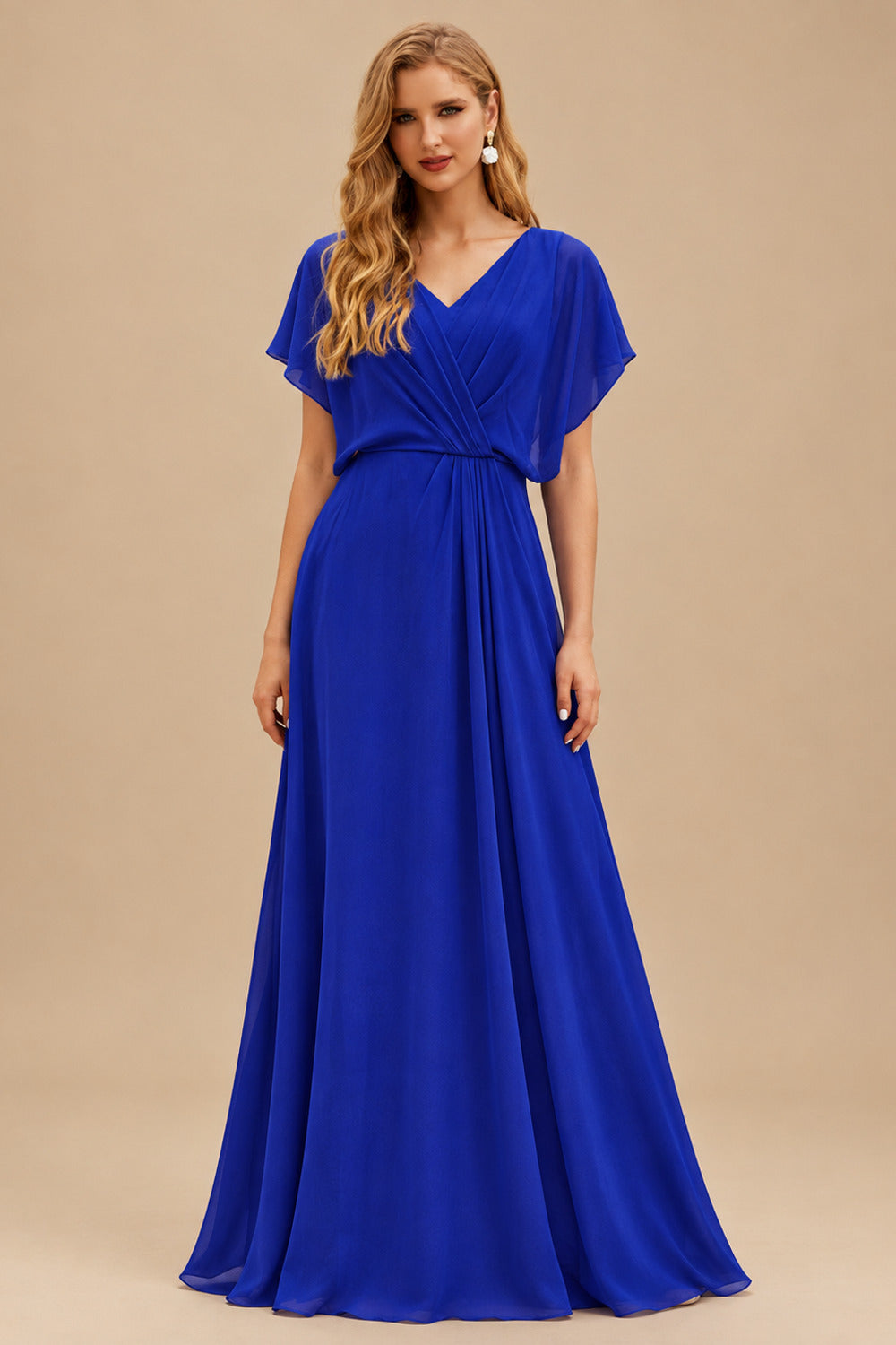 Rutipo Royal Blue Fit Flare Silk like Satin Ruched Bust Handkerchief Hem Homecoming Dress