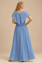 Rutipo Dusty Blue A-line Bateau Vibrant Satin Fit-and-Flare Homecoming Dress