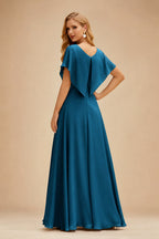 Rutipo Ink Blue A-line Bateau Vibrant Satin Fit-and-Flare Homecoming Dress