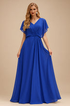 Rutipo Royal Blue A-line Bateau Vibrant Satin Fit-and-Flare Homecoming Dress