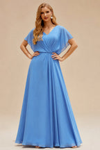 Rutipo Ocean Blue Floral A-line Floral Butterfly Brocade Strapless Corset Bubble Homecoming Dress