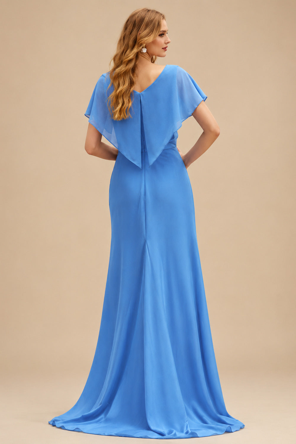 Rutipo Ocean Blue Ruched Mermaid Beaded Sequins Embellished Corset Slit Prom Dress with Spaghetti Straps