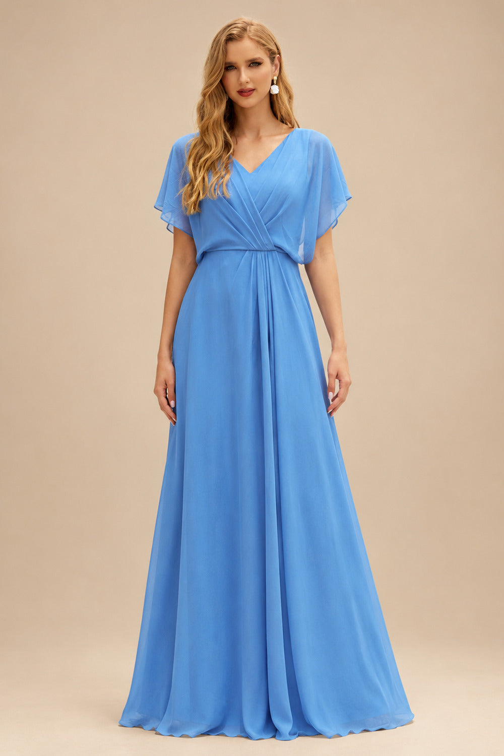 Rutipo Blue Fitted Cowl Neck Corset Velvet Sequins Prom Dress with Slit and Lace-Up Back