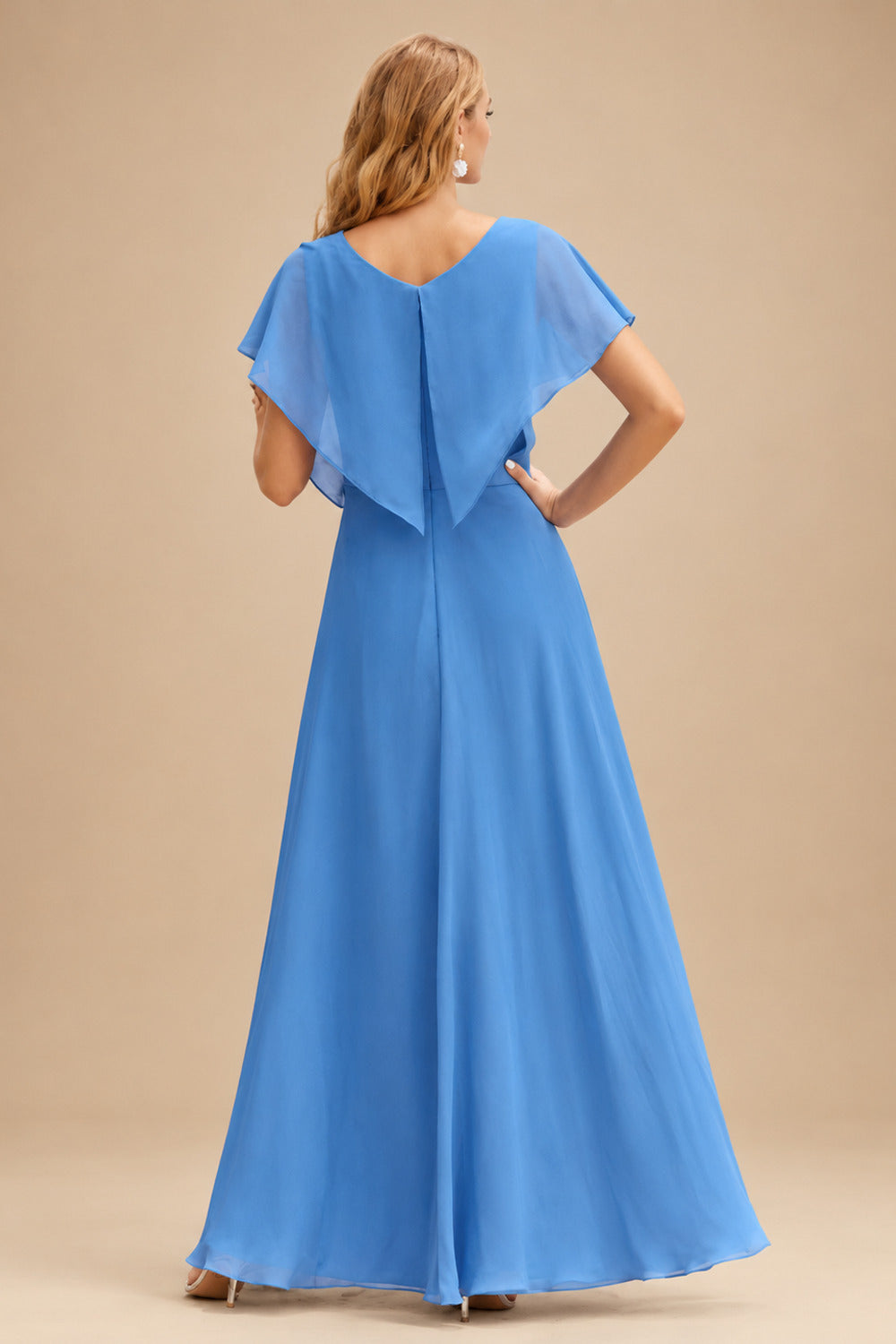Rutipo Ocean Blue Floral A-line Strapless Floral Print Tiered Ruffle Prom Dress with Corset Back and High Slit