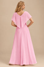 Rutipo Candy Pink A-line Beaded Corset Layered Ruffle Chiffon Mini Homecoming Dress