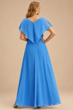 Rutipo Ocean Blue A-line Beaded Corset Layered Ruffle Chiffon Mini Homecoming Dress