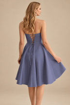 Rutipo Stormy A-line Strapless Satin Short Mini Homecoming Dress with Pleated