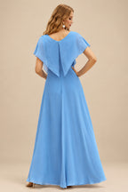 Rutipo Sky Blue Sheath Floral Beaded Tulle Mini Homecoming Dress with Spaghetti Straps