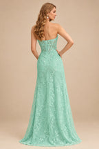 Rutipo Sage Sheath Strapless Ruched Corset Floral Lace Mini Homecoming Dress