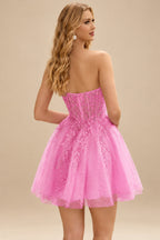 Rutipo Azalea A-line Strapless Sweetheart Corset Lace Homecoming Dress with Pleated