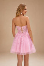 Rutipo Azalea A-line Strapless Sweetheart Corset Lace Homecoming Dress with Pleated