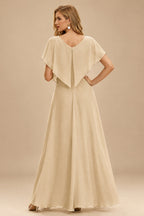 Rutipo Champagne A-line Sparkly Strapless Ruched Corset Ruffle Homecoming Dress