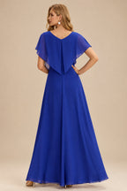 Rutipo Royal Blue A-line Sparkly Strapless Ruched Corset Ruffle Homecoming Dress