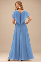 Rutipo Dusty Blue A-line Crystal Strapless Corset Satin Tiered Ruffle Homecoming Dress