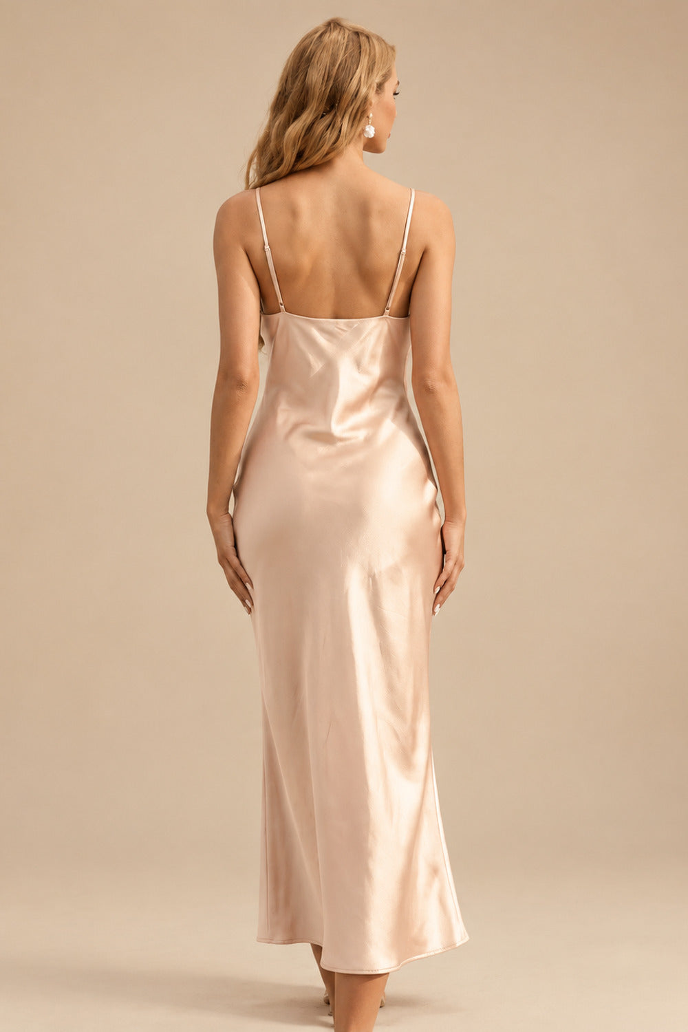 Rutipo As Picture Sheath/Column Cowl Neck Sleeveless Bridesmaid Dress
