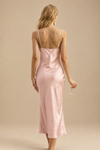 Rutipo Dusty Rose Sheath/Column Cowl Neck Sleeveless Bridesmaid Dress