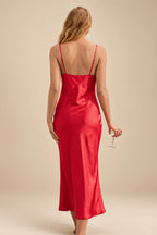 Rutipo Red Sheath/Column Cowl Neck Sleeveless Bridesmaid Dress