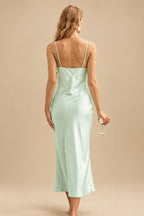 Rutipo Sage Green Sheath/Column Cowl Neck Sleeveless Bridesmaid Dress