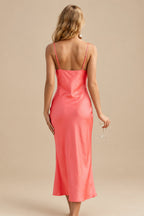 Rutipo Watermelon Sheath/Column Cowl Neck Sleeveless Bridesmaid Dress