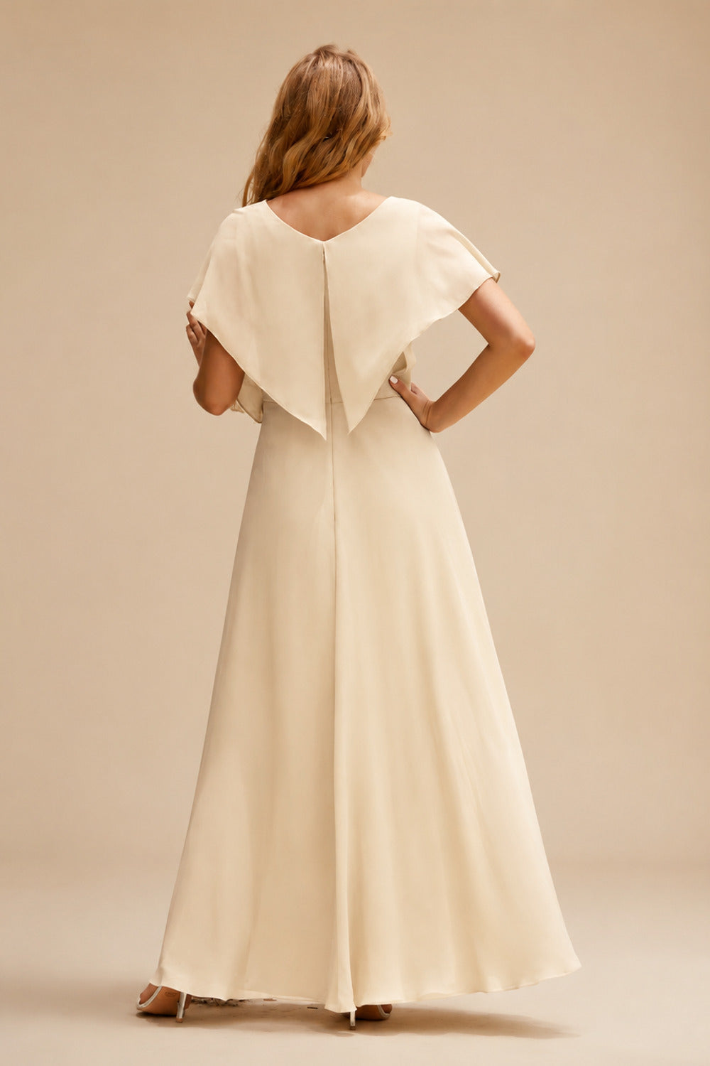 Rutipo Champagne Open Back Strapless Sheath/Column Bridesmaid Dresses With Bow