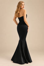 Rutipo Black Trumpet/Mermaid V-Neck Sleeveless Floor-Length Matte Satin Bridesmaid Dresses